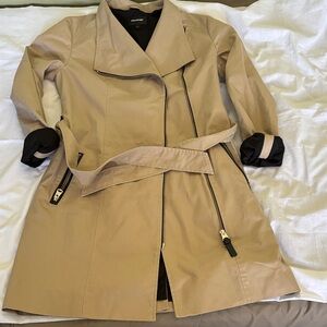 Mackage Trench Coat with Belt and Asymmetric Zips